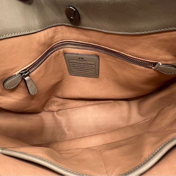 Coach Mae Nomad Taupe Leather Shoulder Bag Medium Women’s Hobo Purse Handbag - Picture 9 of 12